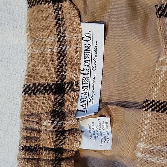 Vintage Lancaster Clothing Co Tan Plaid Lined Pencil Skirt Size 10 NWT - Picture 3 of 8